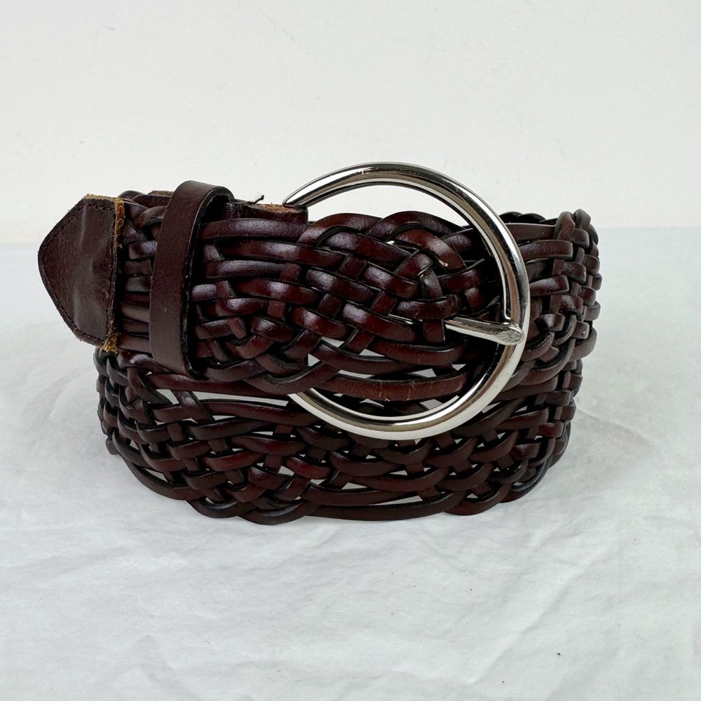 Brown Woven Wavy Leather Belt